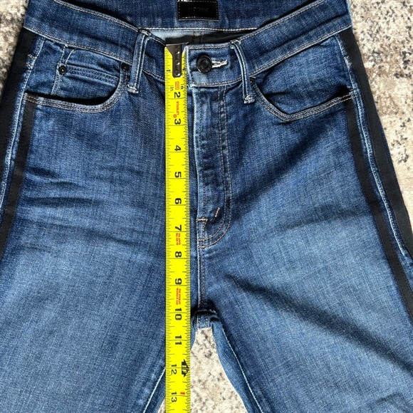 MOTHER Stunner Zip Ankle Step Fray Jeans with Black Side Stripe Size 25 - Picture 4 of 9